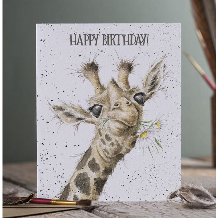Wrendale Designs "Birthday Flowers" Giraffe Birthday Card